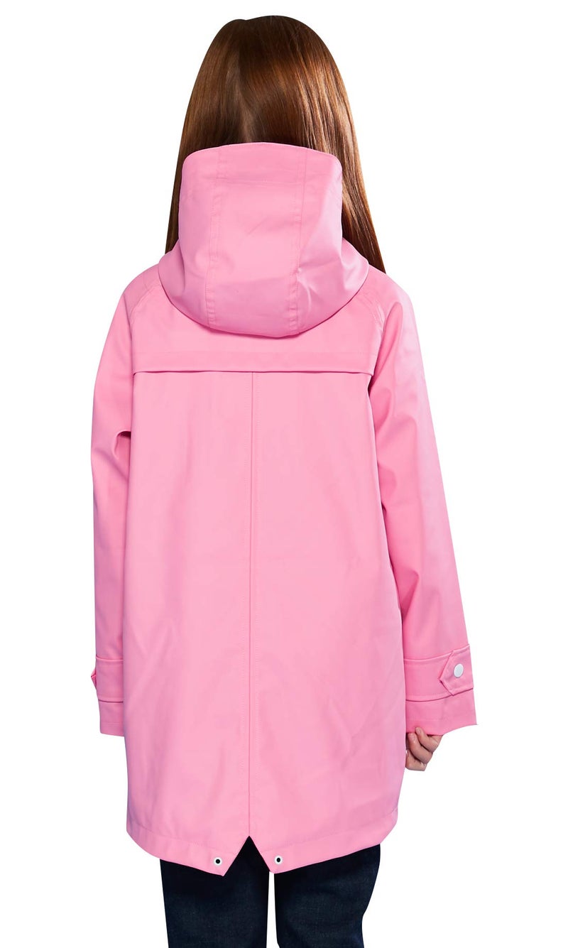 SOLOCOTE Kids Rain Jacket Hooded Lined Rubber RainCoats for Girls Boys Waterproof Windproof, 180806 Fuchsia F 13-14Y - Image 2